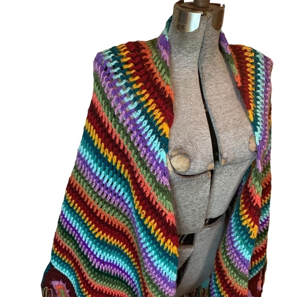 Granny Square Poncho Shawl - Picture 9 of 11